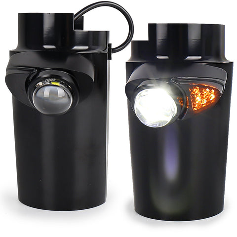 GeezerGlide Cowbells (LED auxiliary light & turn signal) for Harley 2014-later Touring Models - A Plus Performance Cycle