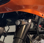 GeezerGlide Cowbells (LED auxiliary light & turn signal) for Harley 2014-later Touring Models - A Plus Performance Cycle